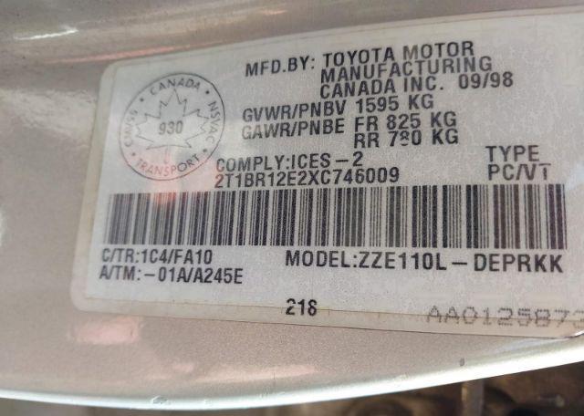 1999 TOYOTA COROLLA VE