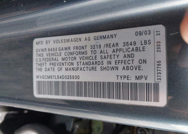 2004 VOLKSWAGEN TOUAREG 4.2