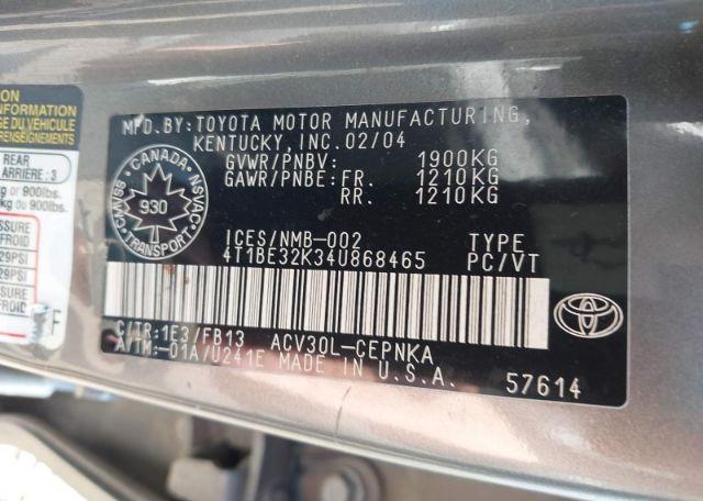 2004 TOYOTA CAMRY LE