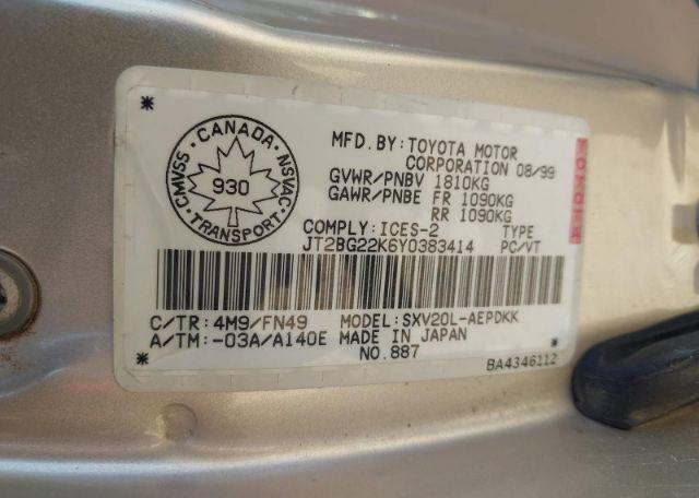 2000 TOYOTA CAMRY CE