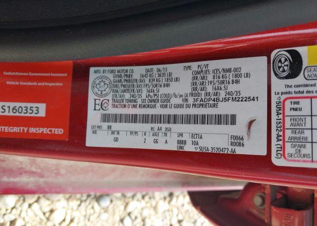 2015 FORD FIESTA SE