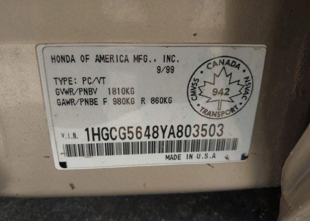2000 HONDA ACCORD LX
