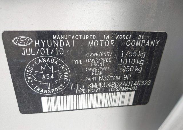 2010 HYUNDAI ELANTRA BLUE