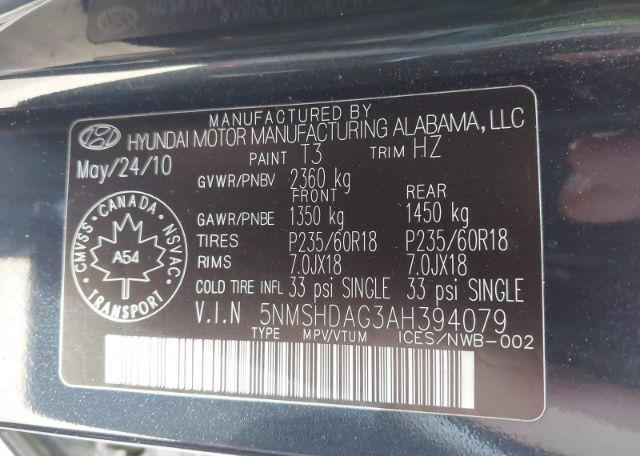 2010 HYUNDAI SANTA FE SE
