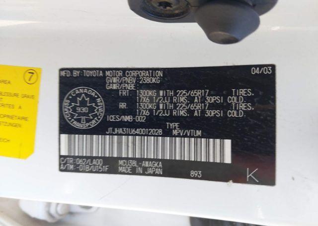2004 LEXUS RX 330