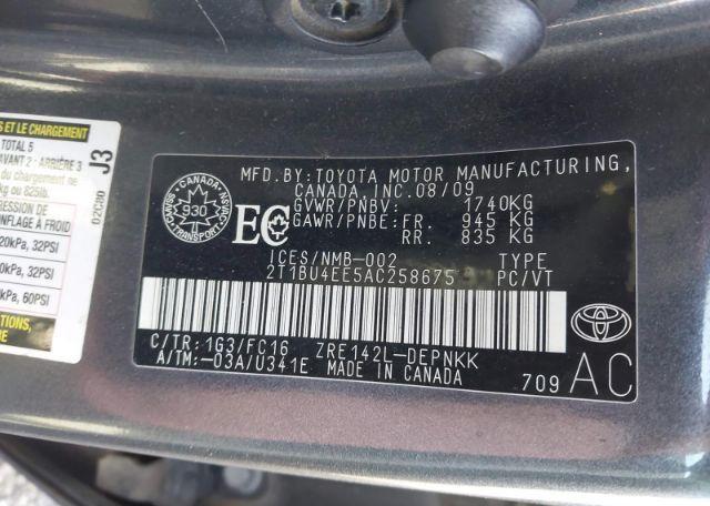 2010 TOYOTA COROLLA S