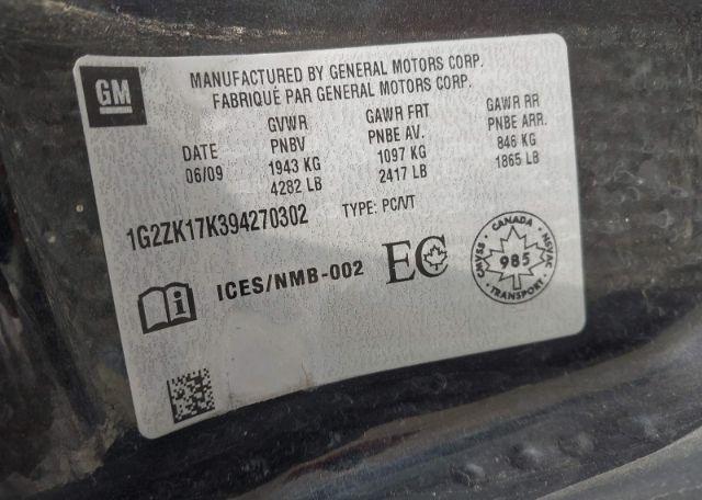 2009 PONTIAC G6 GT