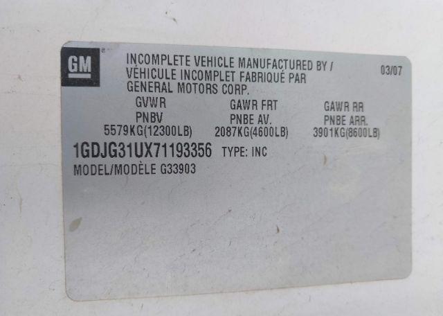 2007 GMC SAVANA CUTAWAY G3500