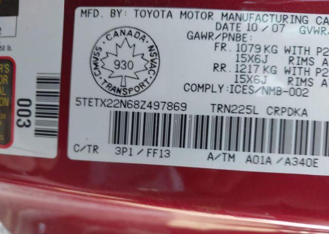 2008 TOYOTA TACOMA ACCESS CAB