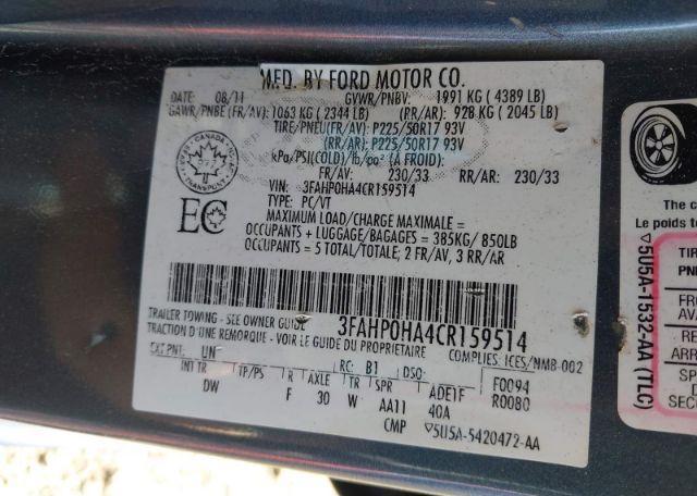 2012 FORD FUSION SE