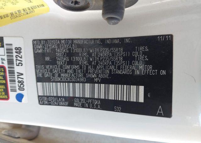 2012 TOYOTA SIENNA XLE