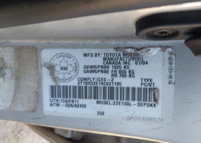 2004 TOYOTA COROLLA CE