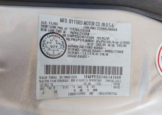2004 FORD TAURUS LX