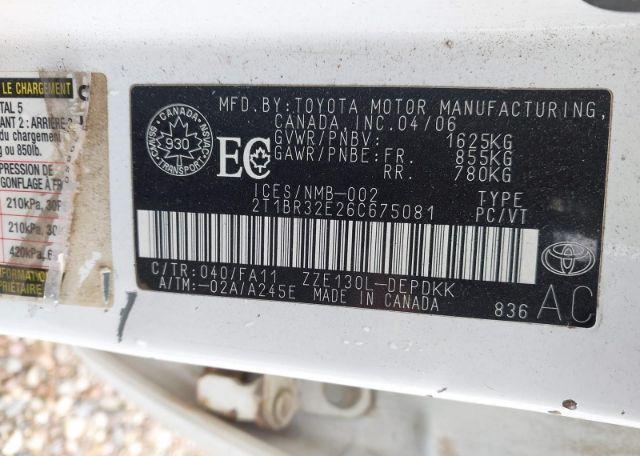 2006 TOYOTA COROLLA CE