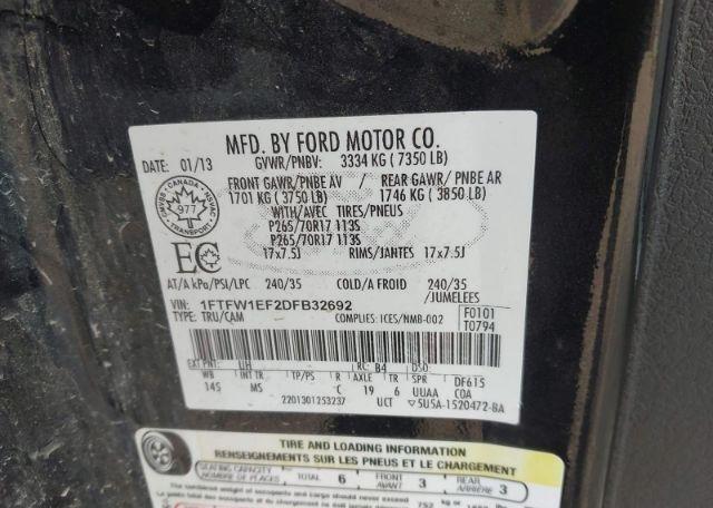 2013 FORD F150 SUPERCREW