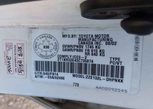 2003 TOYOTA Matrix XR