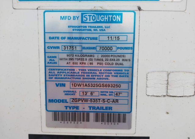 2016 STOUGHTON TRAILERS INC 53 ft trailer