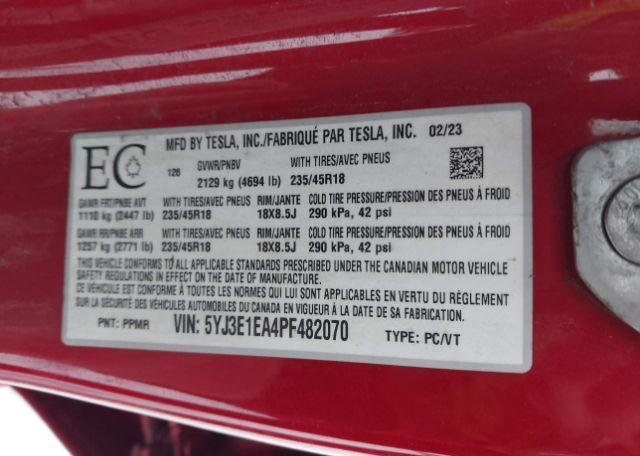 2023 TESLA MODEL 3 RWD