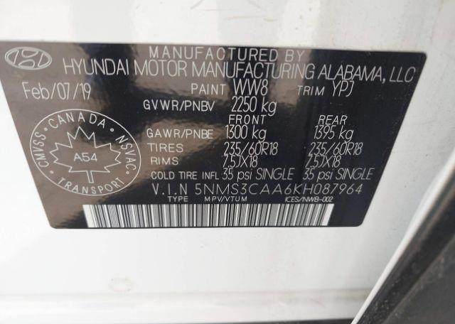 2019 HYUNDAI SANTA FE SEL