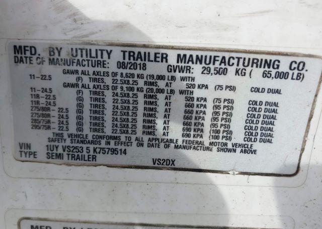 2019 UTILITY TRAILER MFG VS2