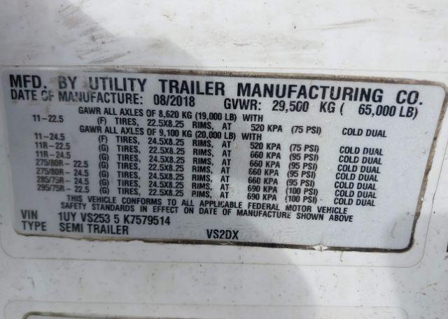2019 UTILITY TRAILER MFG VS2
