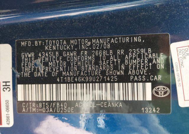 2009 TOYOTA CAMRY