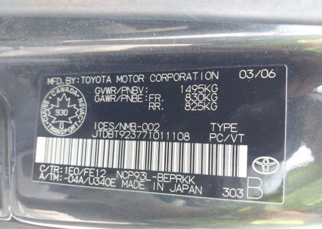 2007 TOYOTA YARIS