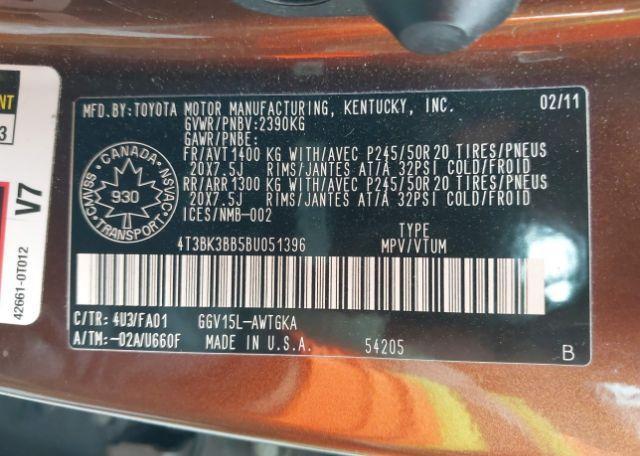 2011 TOYOTA VENZA BASE V6