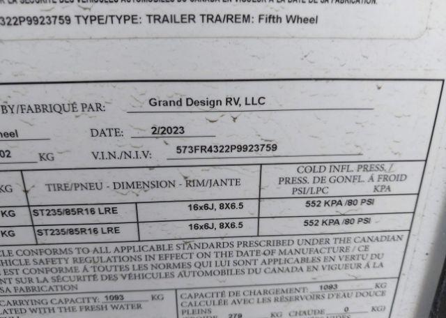 2023 GRAND DESIGN 337 RLS