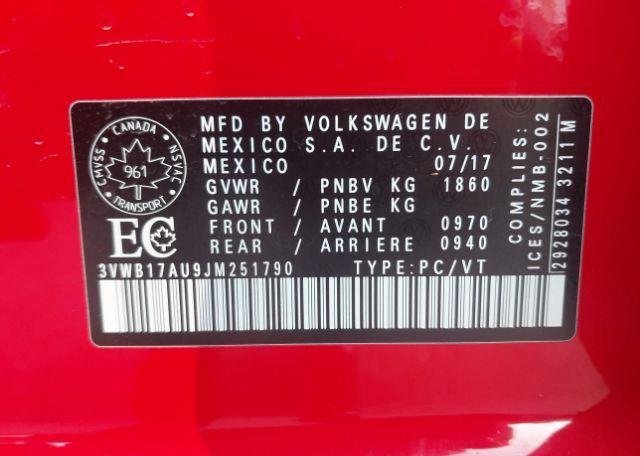 2018 VOLKSWAGEN GOLF 1.8 TSI COMFORTLINE