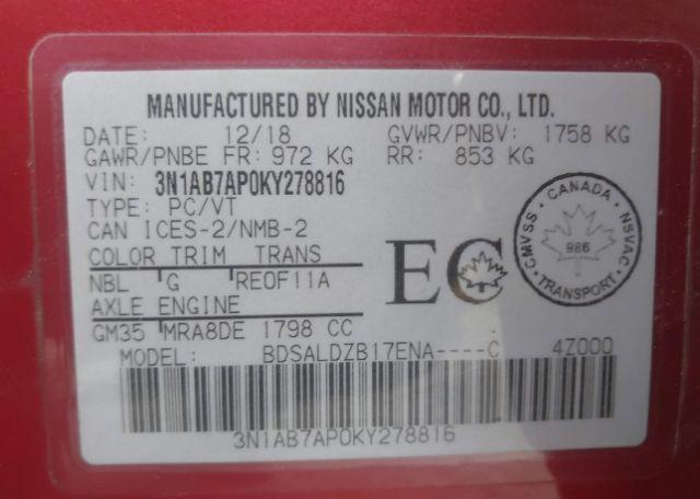 2019 NISSAN SENTRA 1.8 S
