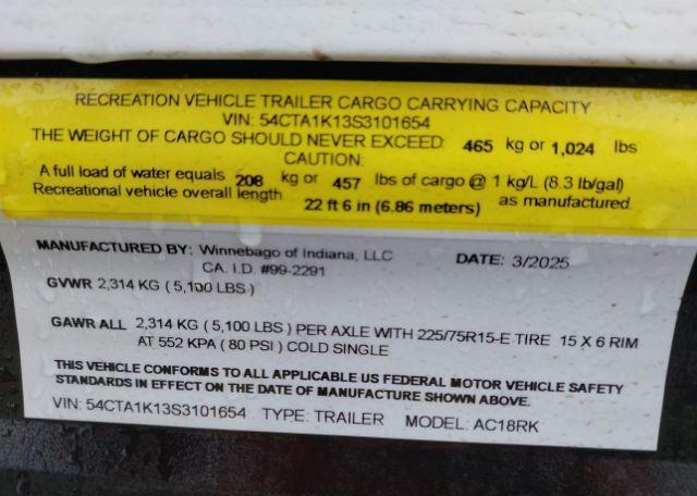 2025 WINNEBAGO ACCESS AC18RK