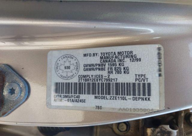 2000 TOYOTA COROLLA CE