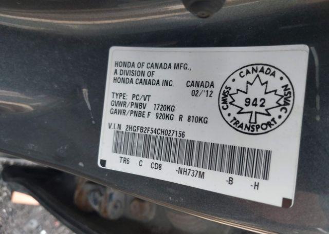 2012 HONDA CIVIC EX