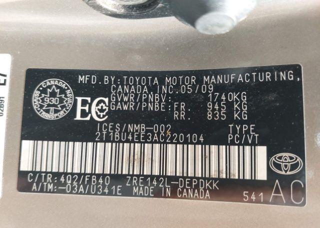 2010 TOYOTA COROLLA CE