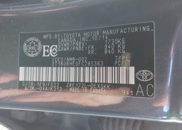 2015 TOYOTA COROLLA S