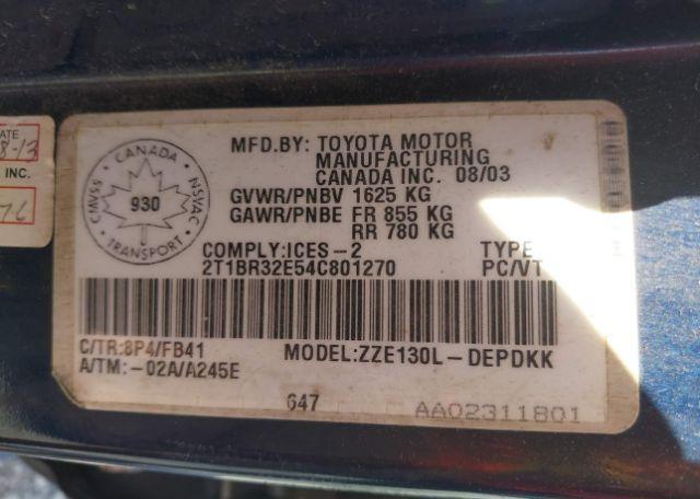 2004 TOYOTA COROLLA CE