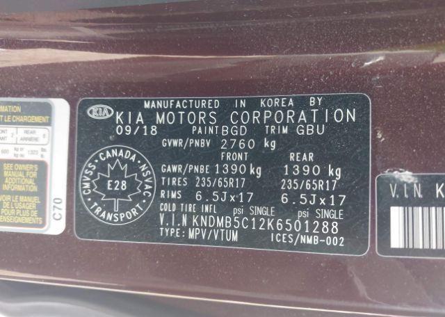 2019 KIA SEDONA LX