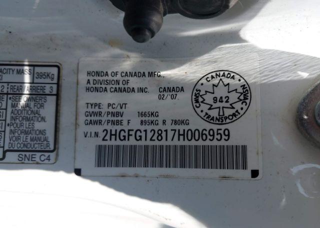 2007 HONDA CIVIC EX