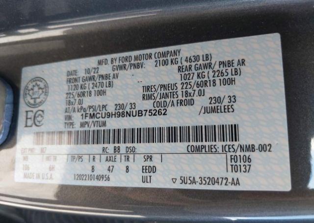 2022 FORD ESCAPE SEL
