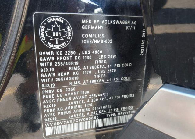 2012 VOLKSWAGEN TIGUAN 2.0 TSI COMFORTLINE