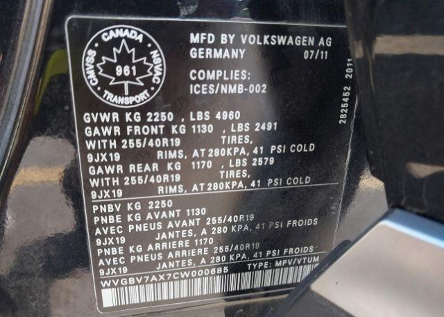 2012 VOLKSWAGEN TIGUAN 2.0 TSI COMFORTLINE