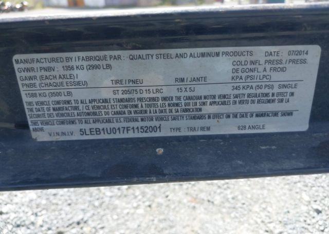 2015 QUALITY UTILITY TRAILER