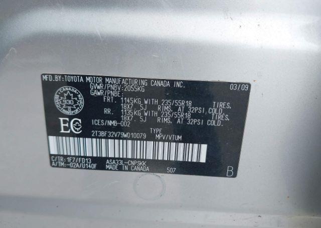2009 TOYOTA RAV4 SPORT