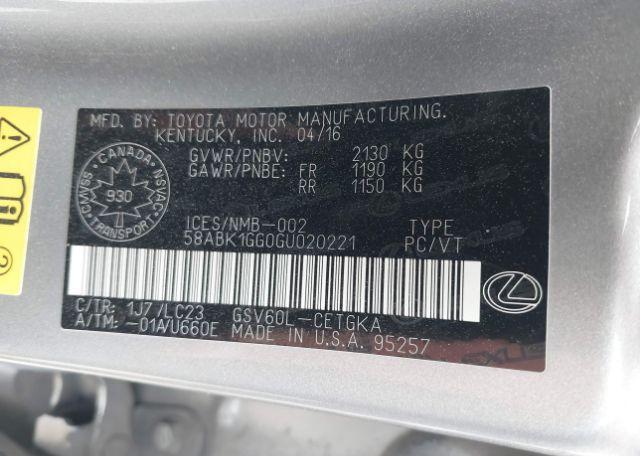 2016 LEXUS ES 350