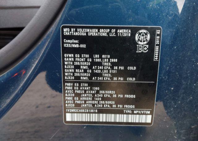 2019 VOLKSWAGEN ATLAS 3.6 FSI EXECLINE