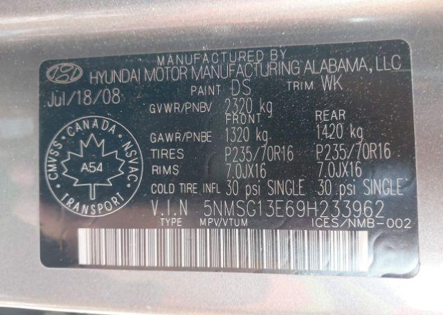 2009 HYUNDAI SANTA FE GL