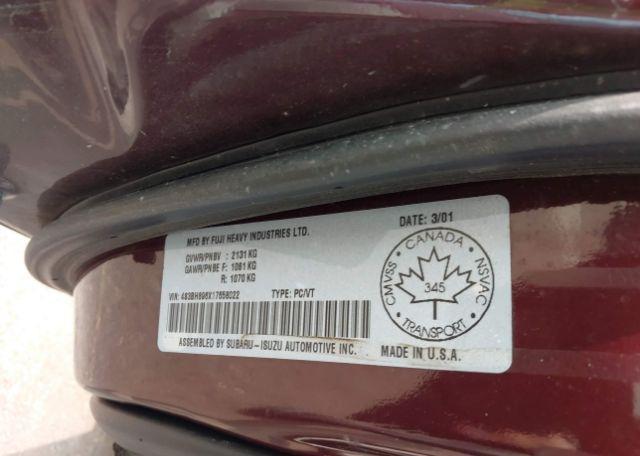 2001 SUBARU OUTBACK H6-3.0