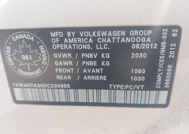 2013 VOLKSWAGEN PASSAT 2.5L TRENDLINE