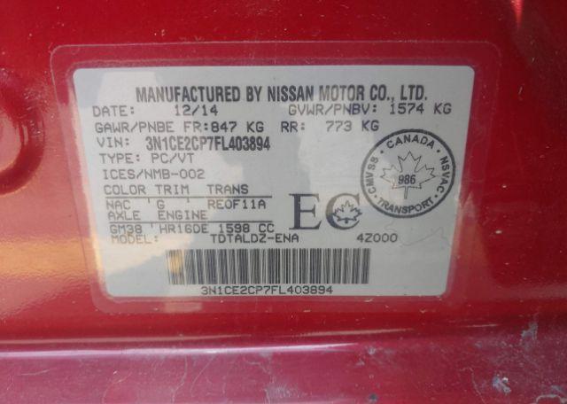 2015 NISSAN VERSA NOTE 1.6 S